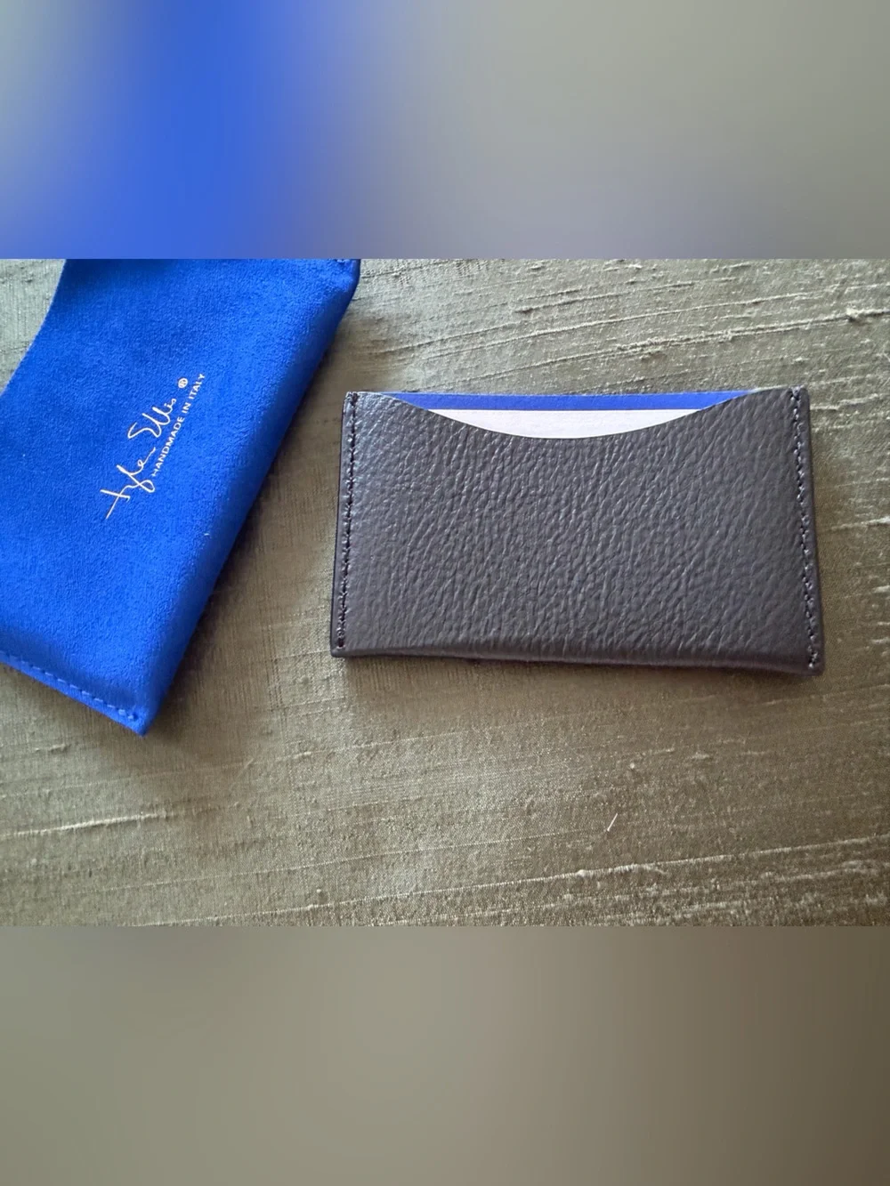 Tyler Ellis Wynn Card Holder – Raven Pebbled Leather | Handmade in Italy